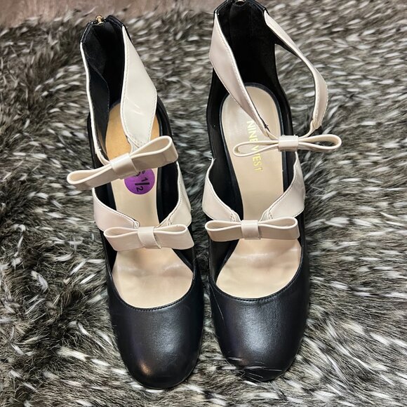 Elegant Black and Cream Women's Heels - Picture 3 of 6